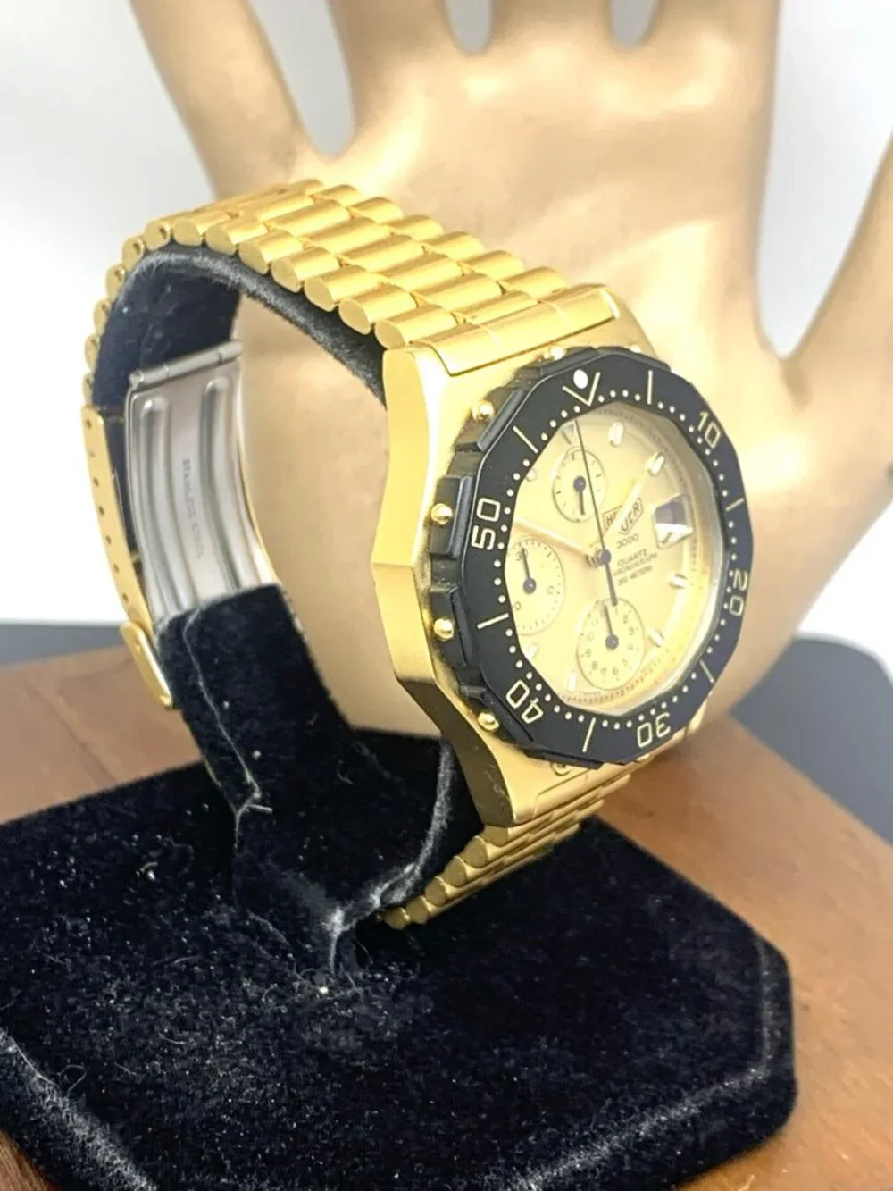 Heuer 3000 Pre Tag Men's Watch 237.406 Swiss Quartz Chronograph Gold Steel 38mm